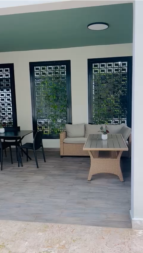 The grill and dining area for entertaining guests